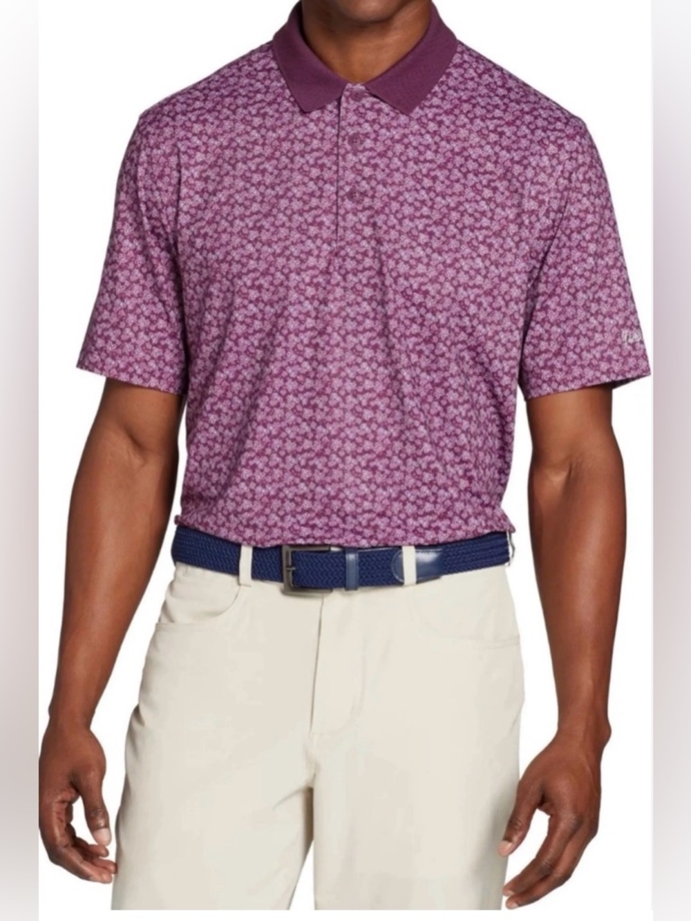 Walter Hagen Purple Floral-Pattern Polo